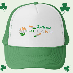 Irish Flag Rose Personalised Name Trucker Hat