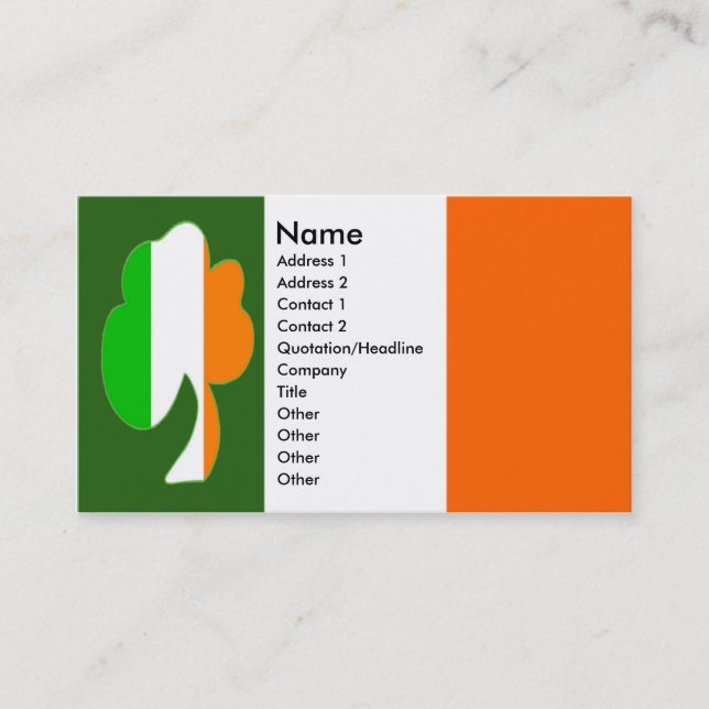 Irish Flag Shamrock Business Cards (Front)