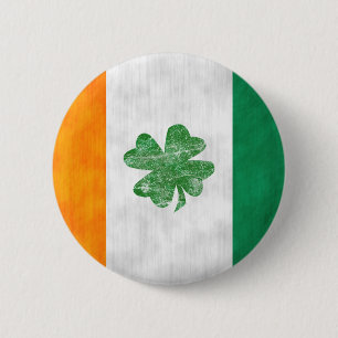Irish Flag Shamrock Button