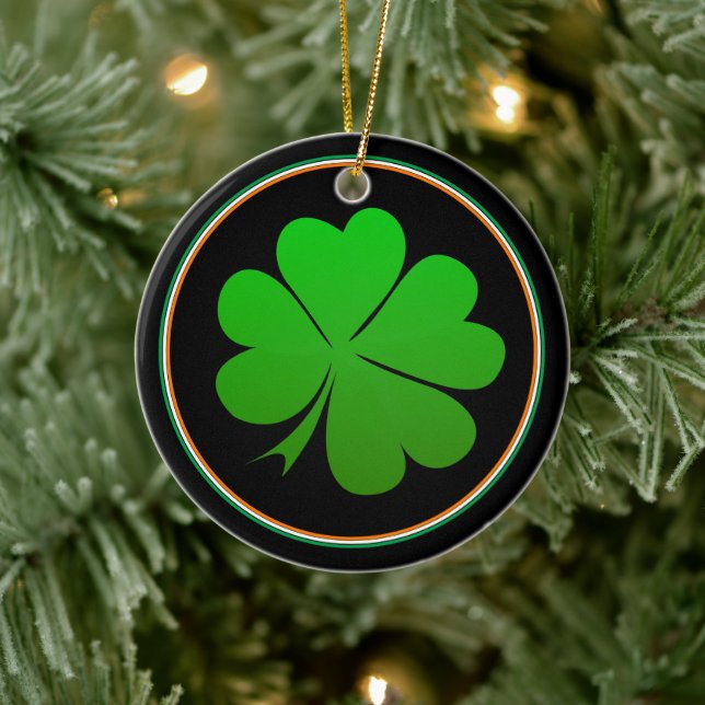 Irish Flag, Shamrock, Ireland Christmas Luck Ceramic Ornament (Tree)