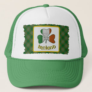  Irish Flag Shamrock Irish National Tartan Trucker Hat