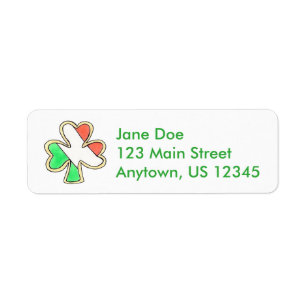 Irish Flag Shamrock St. Patrick's Day Sugar Cookie Return Address Label