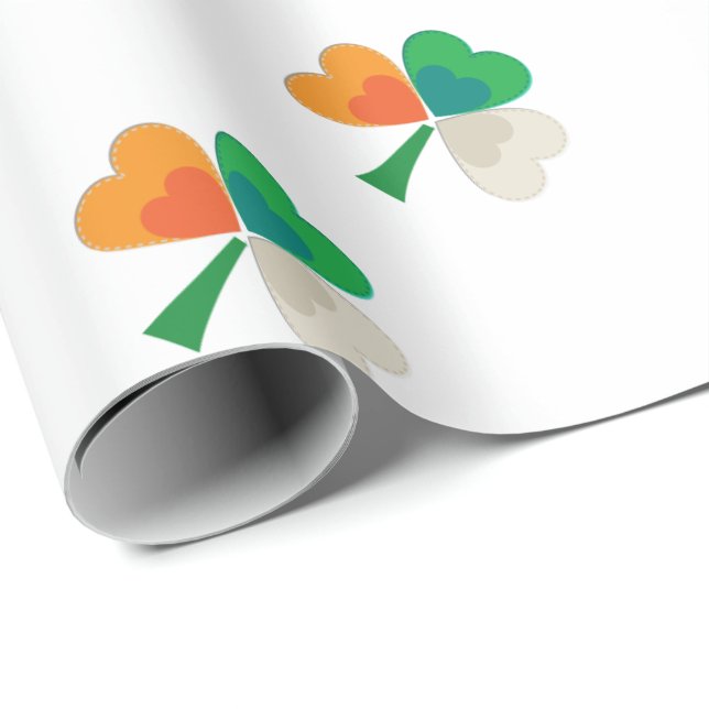 Irish Flag Shamrock Wrapping Paper (Roll Corner)
