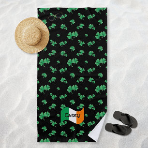 Irish Flag Shamrocks Personalised Beach Towel