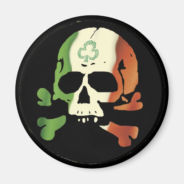 Irish flag skull magnet (Front)