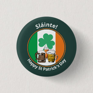 Irish Flag St Patricks Day 3 Cm Round Badge