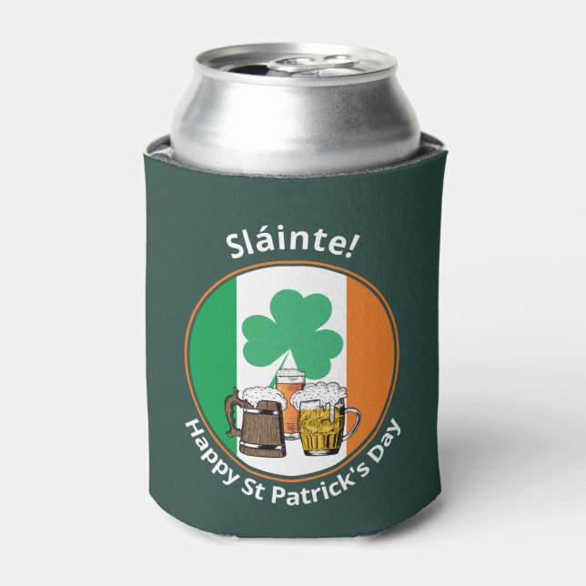 Irish Flag St Patricks Day Can Cooler (Can Front)