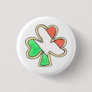 Irish Flag St Patrick's Day Shamrock Clover Cookie 3 Cm Round Badge