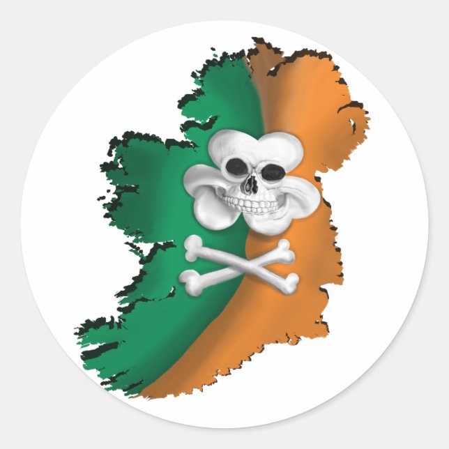 IRISH FLAG. ST PATRICKS IRISH PIRATE FLAG STICKER (Front)