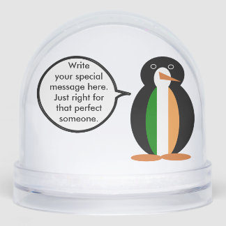 Irish Flag Talking Ms Penguin Personalised  Snowglobe