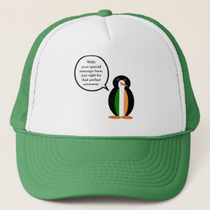 Irish Flag Talking Penguin Trucker Hat