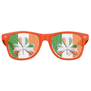 Irish Flag Tri Colours Themed Shamrock Retro Sunglasses