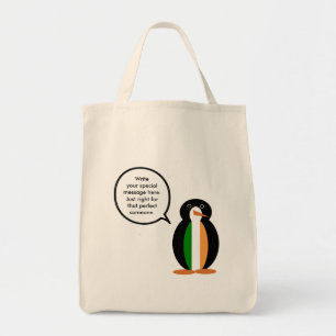 Irish Flag Wildlife Penguin Personalised Gift Tote Bag