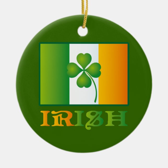 Irish Flag With Clover Ornament Keepsake Gift (Front)