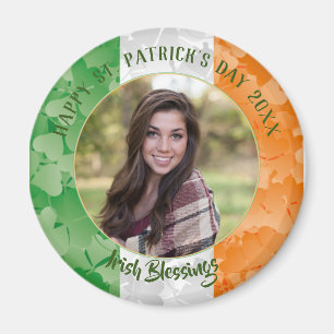 Irish flag with shamrocks and blessings keepsake m magnet