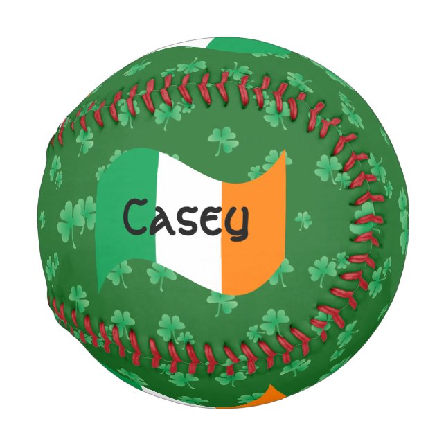 Irish Flag with Shamrocks Personalised Baseball (Back Left)