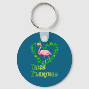 Irish Flamingo Green Saint Patrick Day Lucky St Pa Key Ring