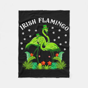 Irish Flamingo Shirt St Patricks Day T Shirt Women Fleece Blanket