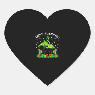 Irish Flamingo Shirt St Patricks Day T Shirt Women Heart Sticker