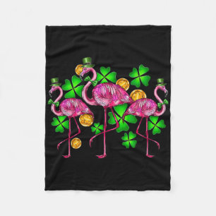 Irish Flamingo St Patricks Day Bird Animal Kids Wo Fleece Blanket