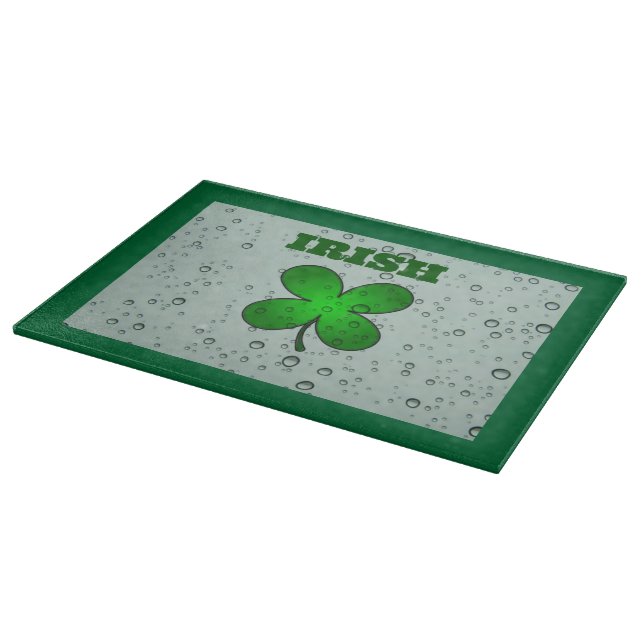Irish Floating Clover Glass Cutting Board (Corner)