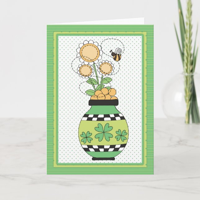 Irish Flower Pot St. Patrick's Day Card (Front)