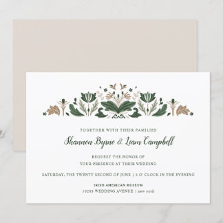 Irish Folk Art | Modern Floral Celtic Wedding Invitation