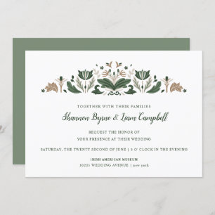 Irish Folk Art Modern Floral Celtic Wedding Invitation