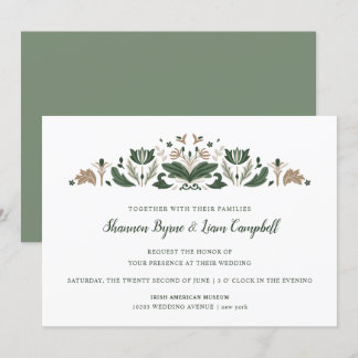 Irish Folk Art | Modern Floral Celtic Wedding Invitation