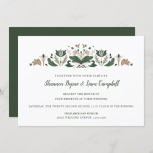 Irish Folk Art   Modern Floral Celtic Wedding Invitation