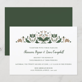 Irish Folk Art | Modern Floral Celtic Wedding Invitation