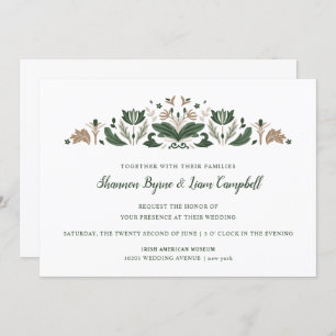 Irish Folk Art Modern Floral Celtic Wedding Invitation
