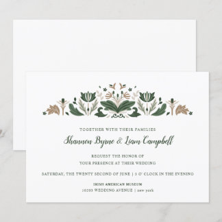Irish Folk Art | Modern Floral Celtic Wedding Invitation