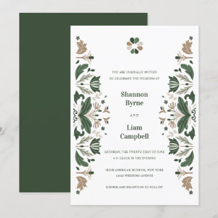 Irish Folk Art Shamrock Celtic Wedding Invitation