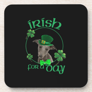 Irish For A Day Whippet Lucky Dog In Patrick Day Coaster