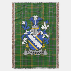 Irish Fortescue Coat of Arms Family Crest Ireland Throw Blanket