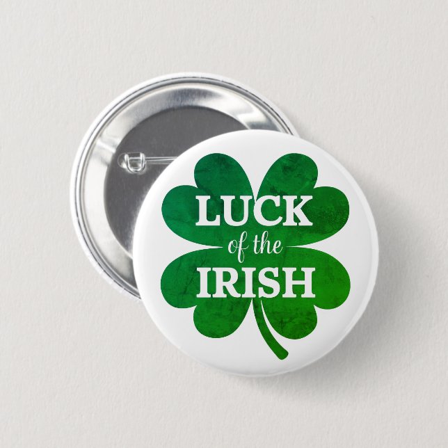 Irish Four Leaf Clover 6 Cm Round Badge (Front & Back)