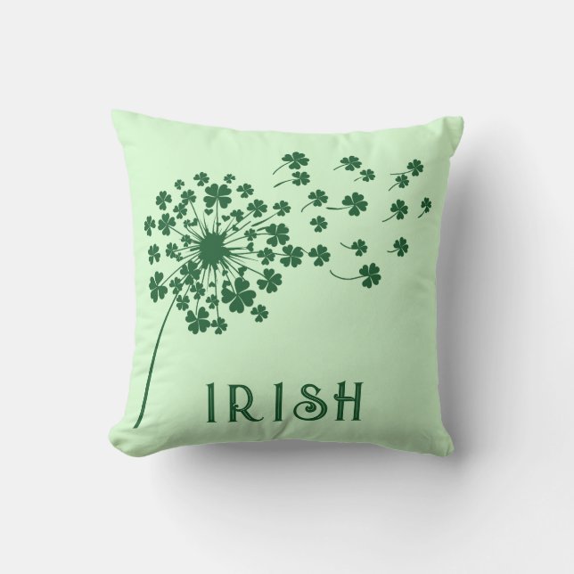 Irish - Four Leaf Clover Dandelion  Cushion (Front)