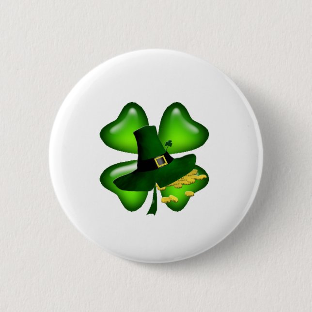 Irish Four Leaf Clover Lucky Shamrocks 6 Cm Round Badge (Front)