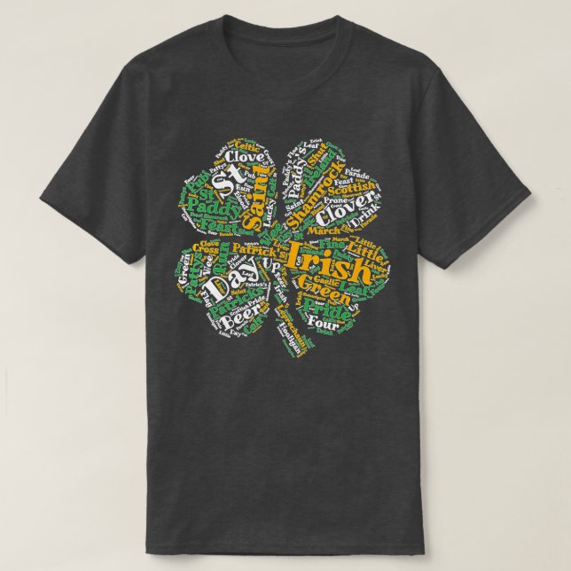 Irish Four Leaf Clover Shamrock St T-Shirt (Design Front)