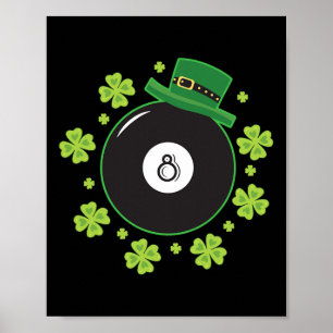 Irish Four Leaf Clover Shooting Pool Ball Billiard Poster