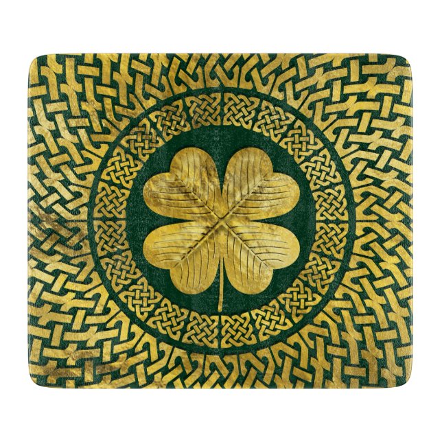 Irish Four-leaf clover with Celtic Knot Cutting Board (Front)