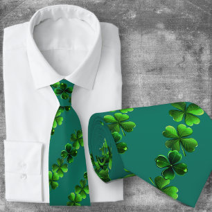 Irish Four-leaf Clovers Striped Tie
