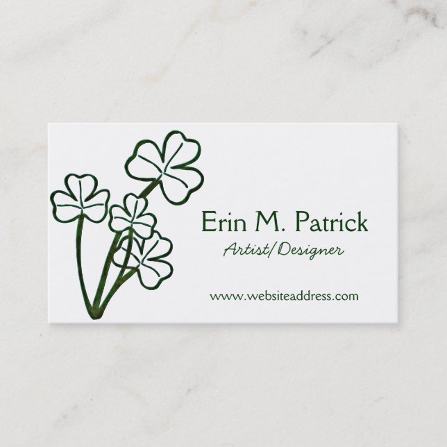 Irish Four Shamrock Plant Business Cards (Front)