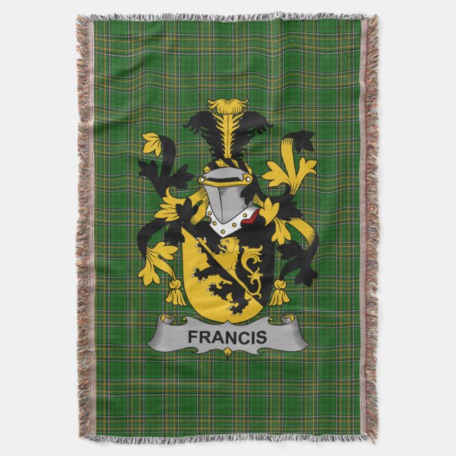  Irish Francis Coat of Arms Family Crest Ireland Throw Blanket (Front Vertical)