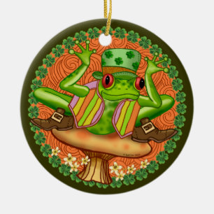 Irish Frog Ceramic Ornament