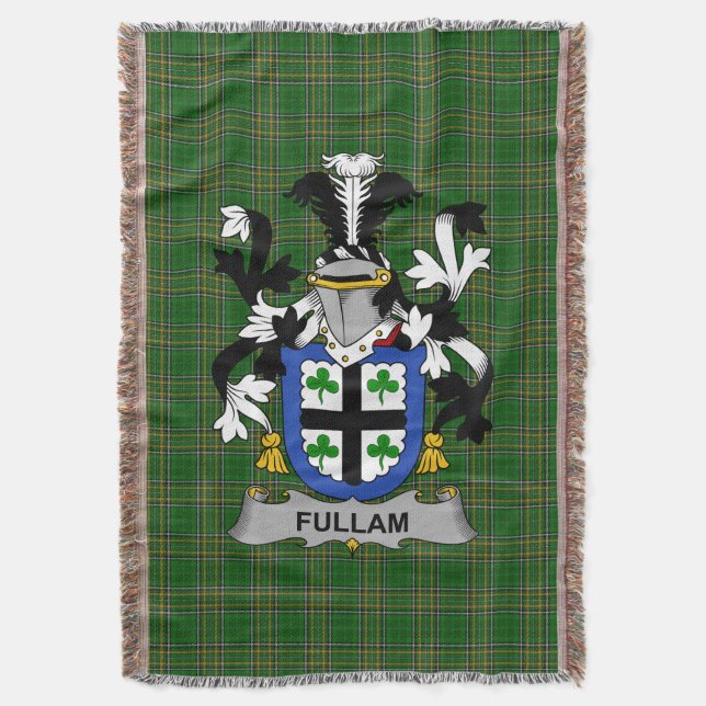  Irish Fullam Coat of Arms Family Crest Ireland Throw Blanket (Front Vertical)