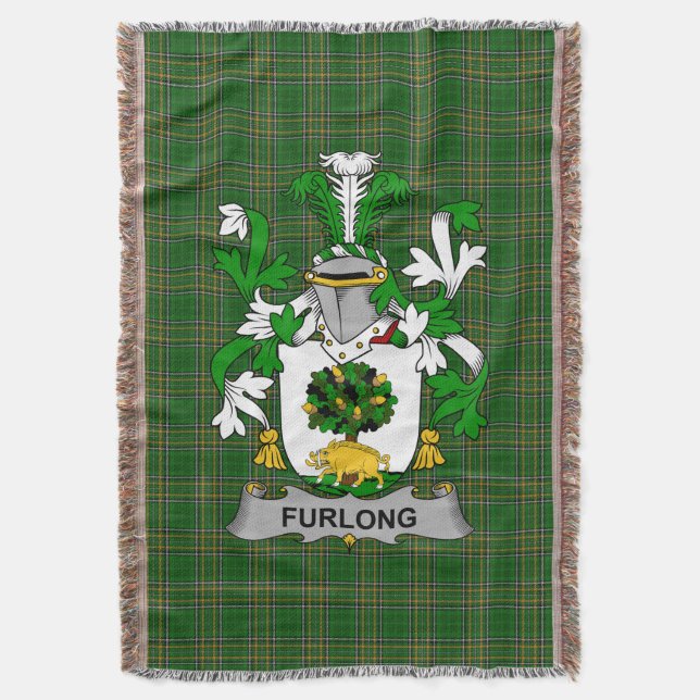  Irish Furlong Coat of Arms Family Crest Ireland Throw Blanket (Front Vertical)