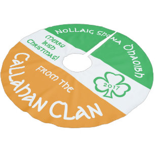 Irish Gaelic Christmas Greeting Flag of Ireland Brushed Polyester Tree Skirt