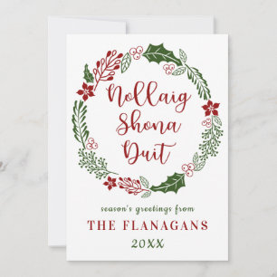 Irish Gaelic Merry Christmas, Custom Holiday Card